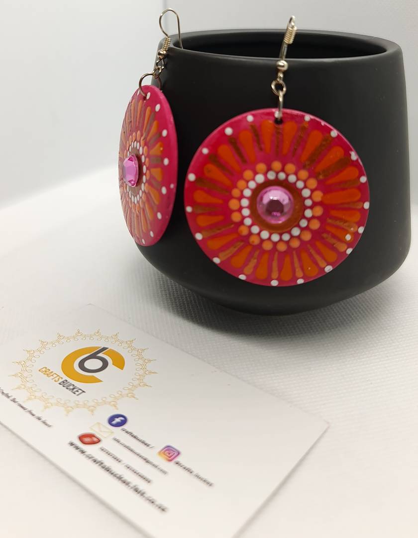 Handpainted Mandala Earrings