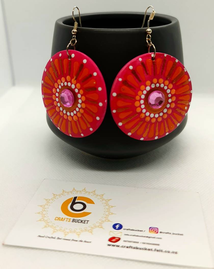 Handpainted Mandala Earrings