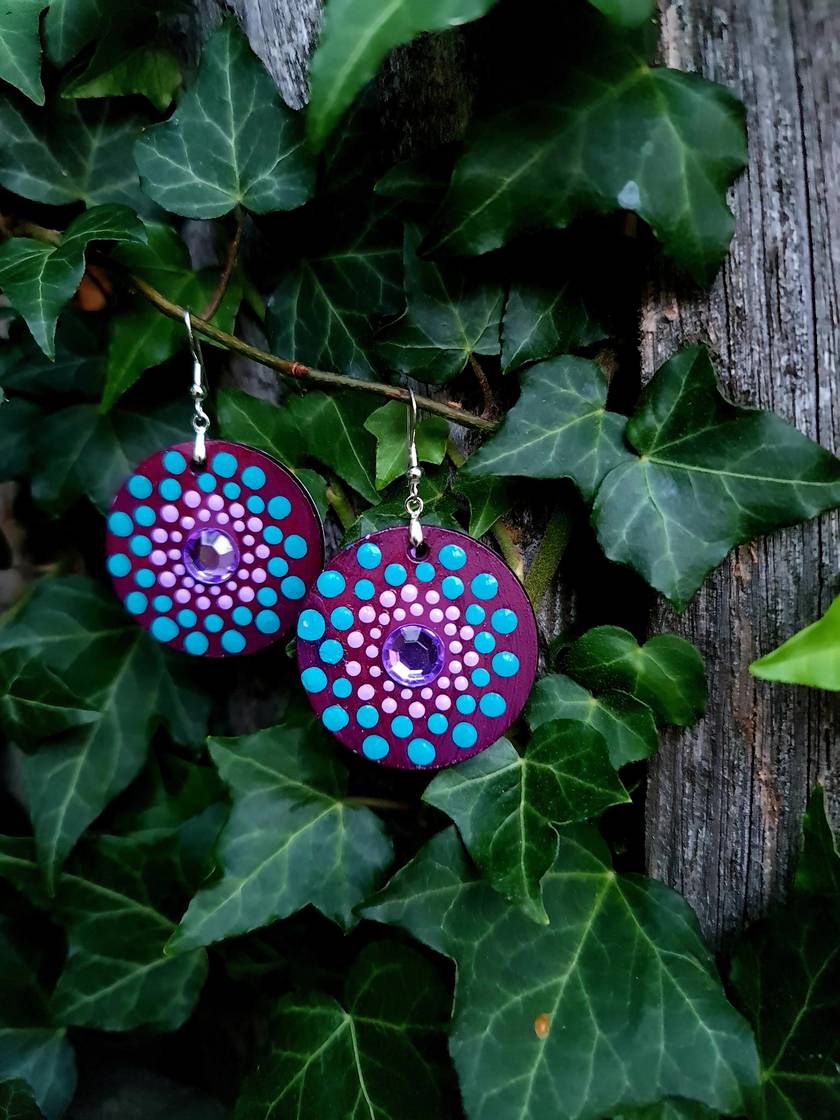 Handpainted Mandala Earrings