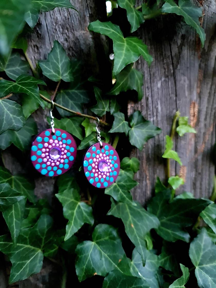 Handpainted Mandala Earrings