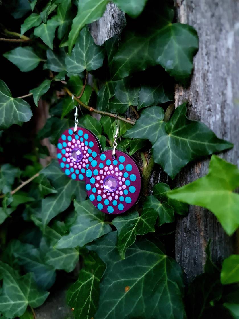 Handpainted Mandala Earrings