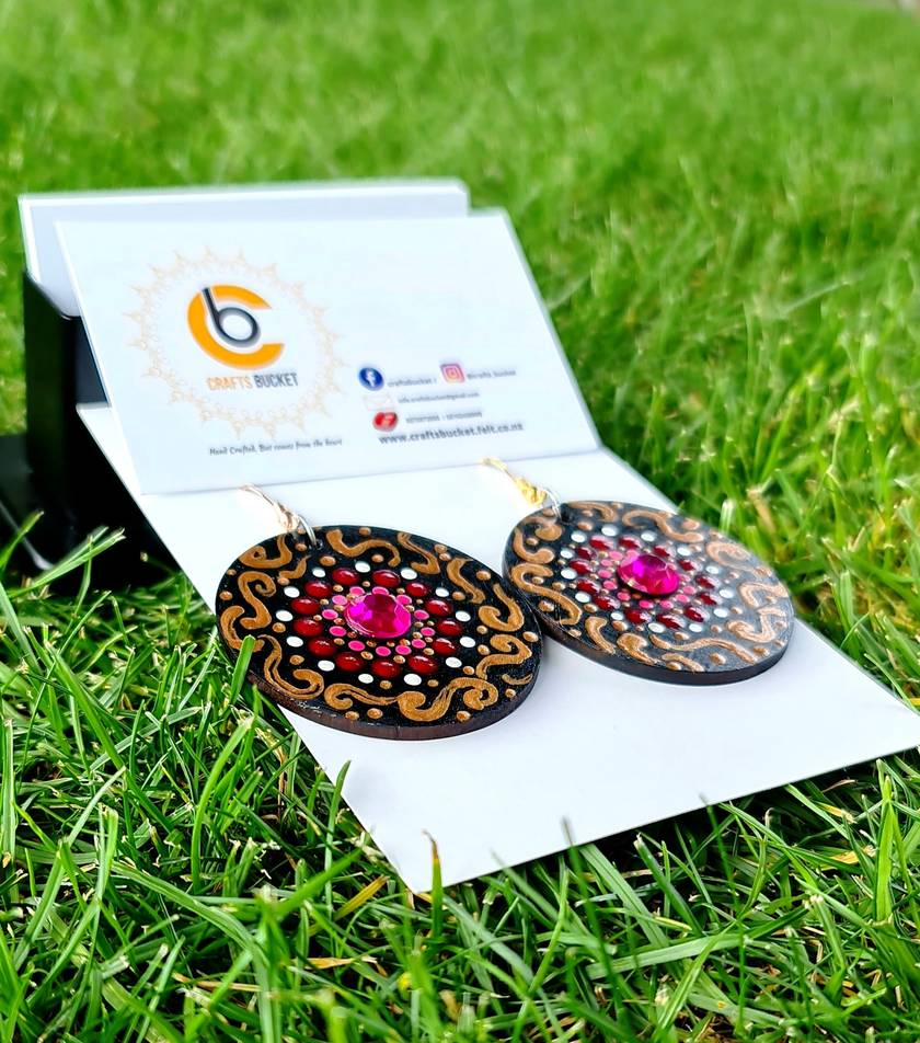 Handpainted Mandala Earrings