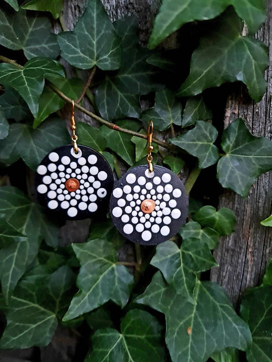 Handpainted Mandala Earrings