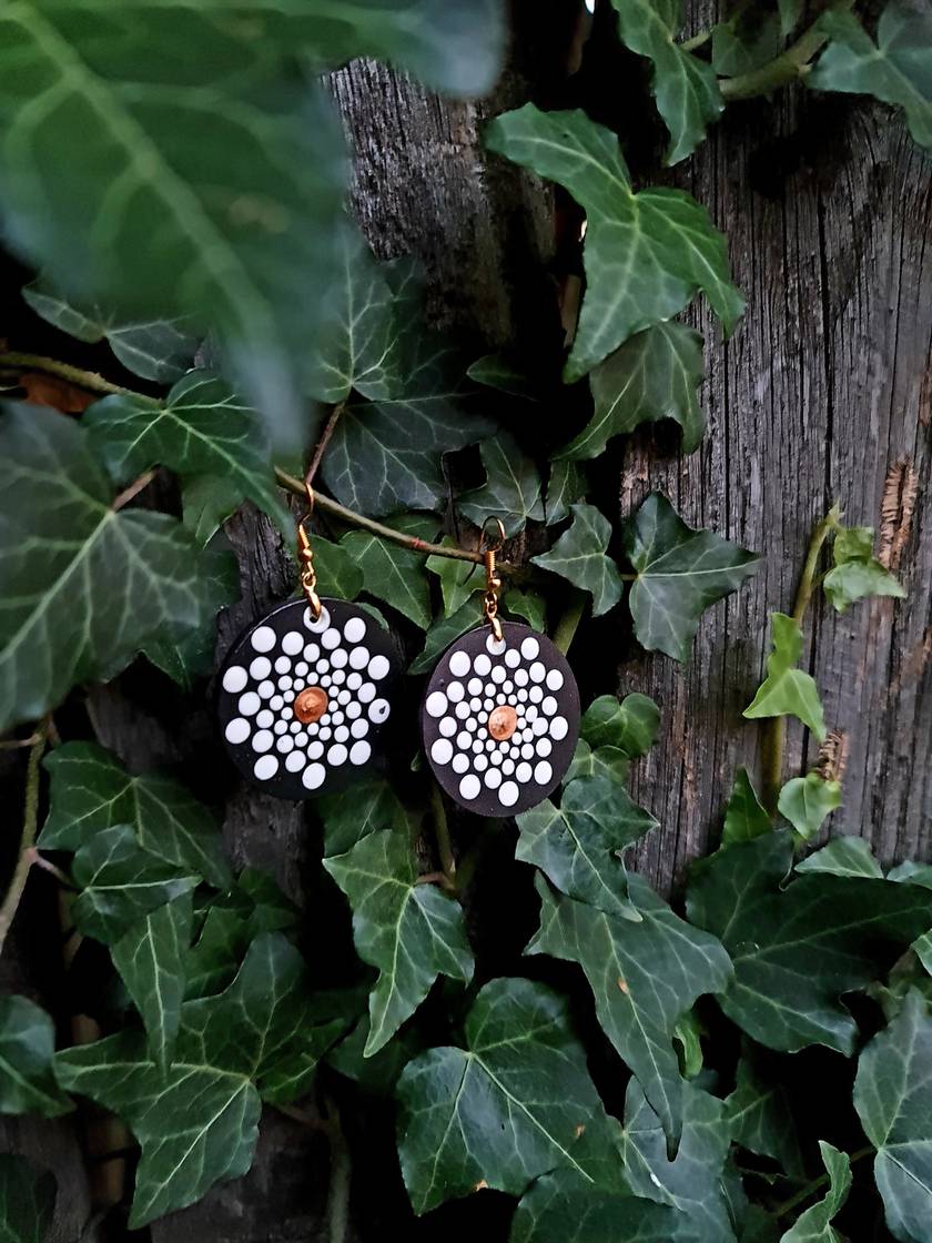 Handpainted Mandala Earrings