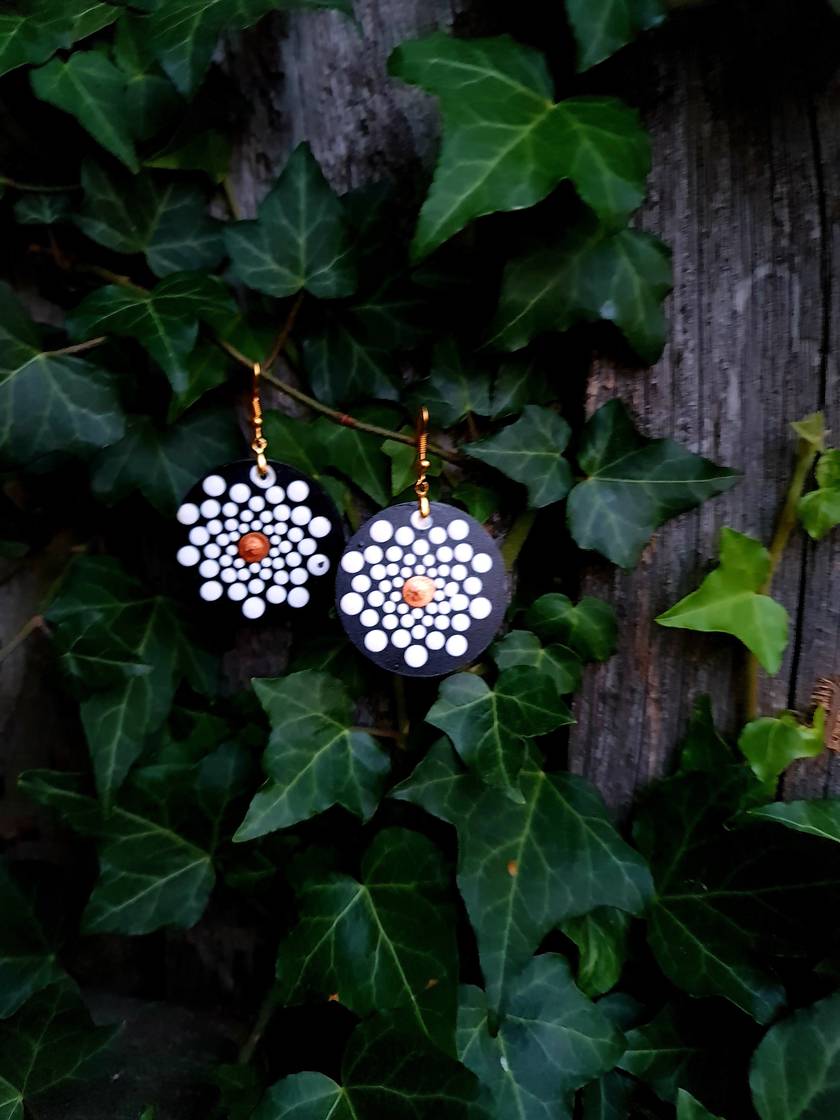 Handpainted Mandala Earrings