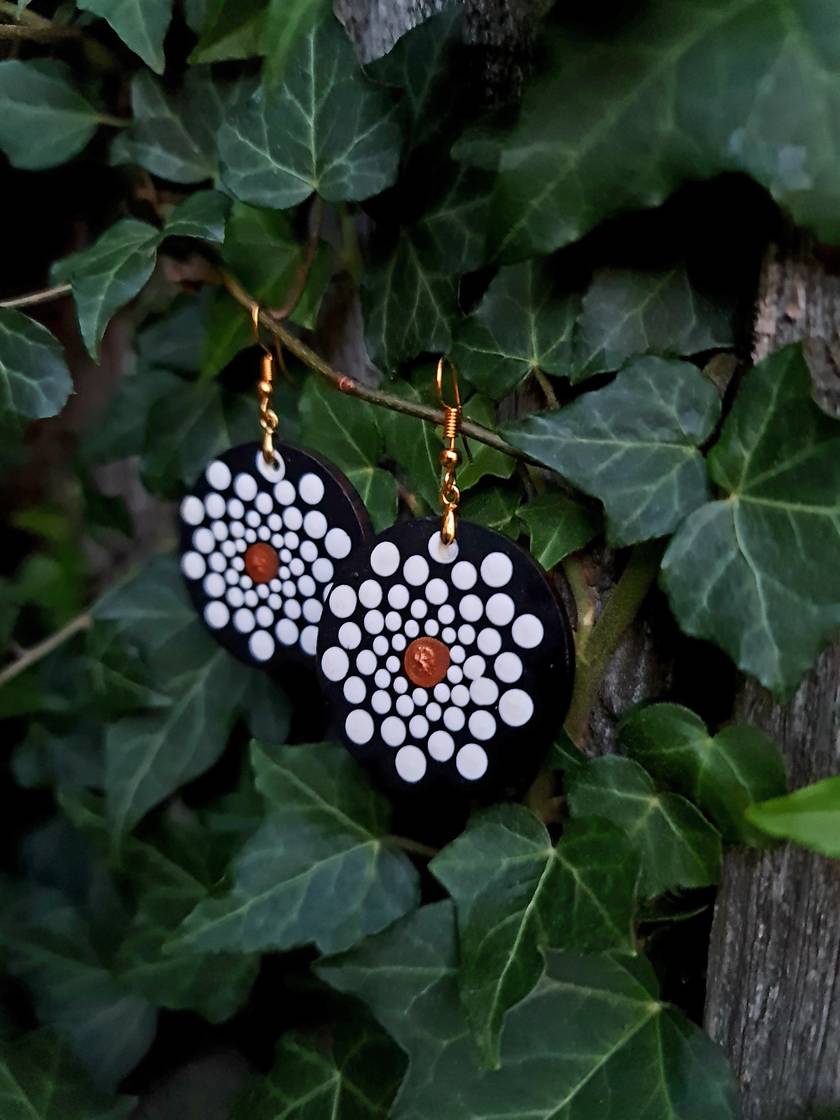 Handpainted Mandala Earrings