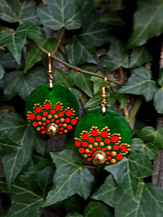 Handpainted Mandala Earrings