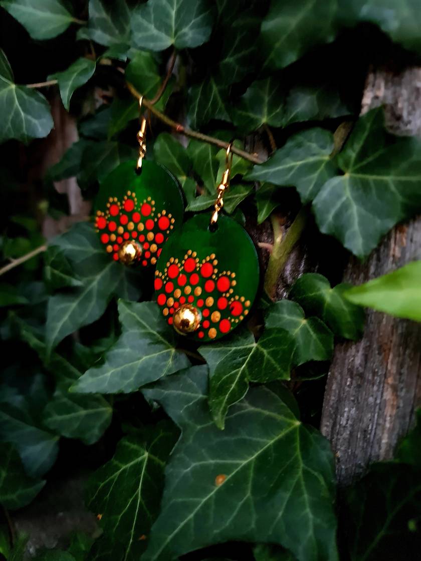 Handpainted Mandala Earrings