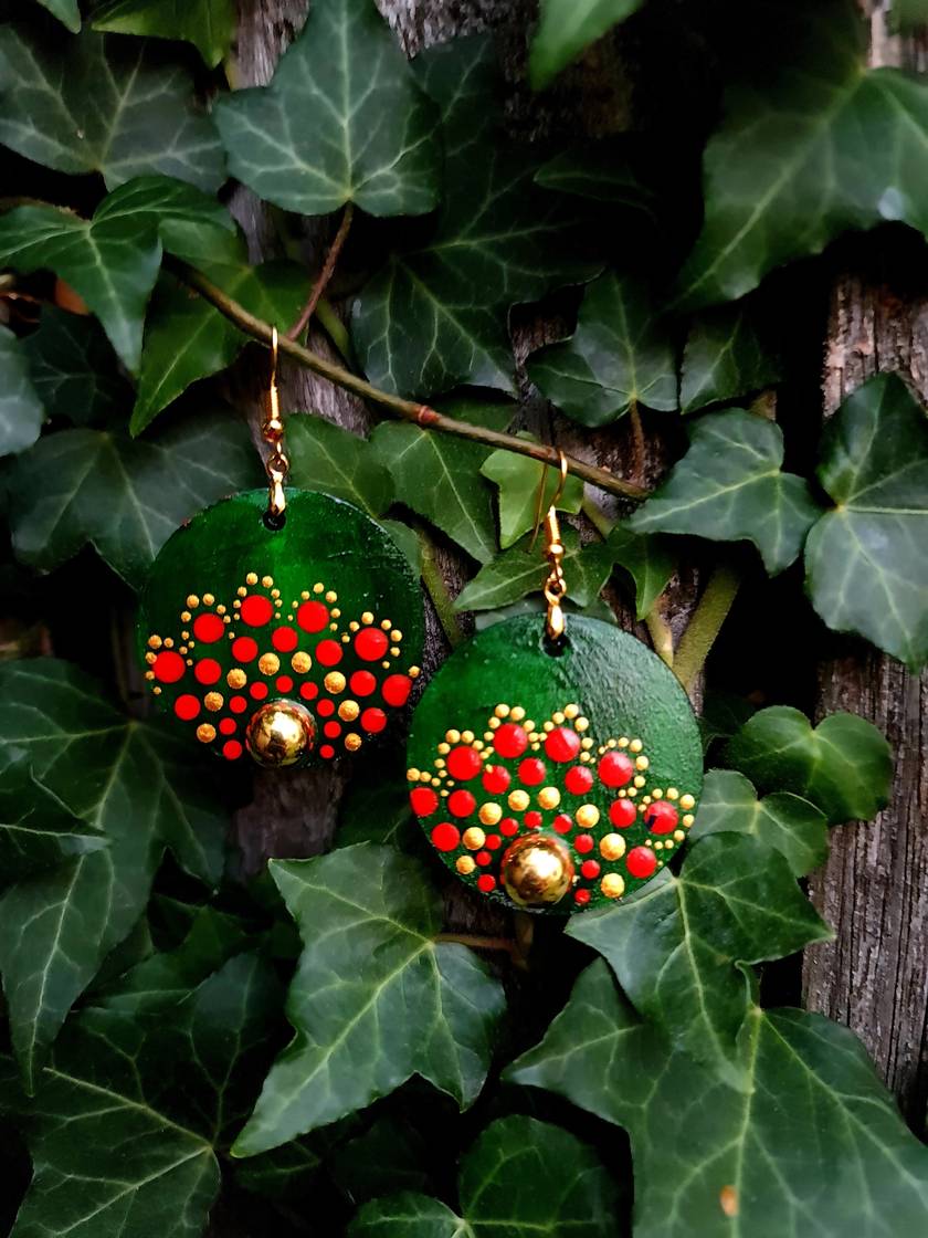 Handpainted Mandala Earrings