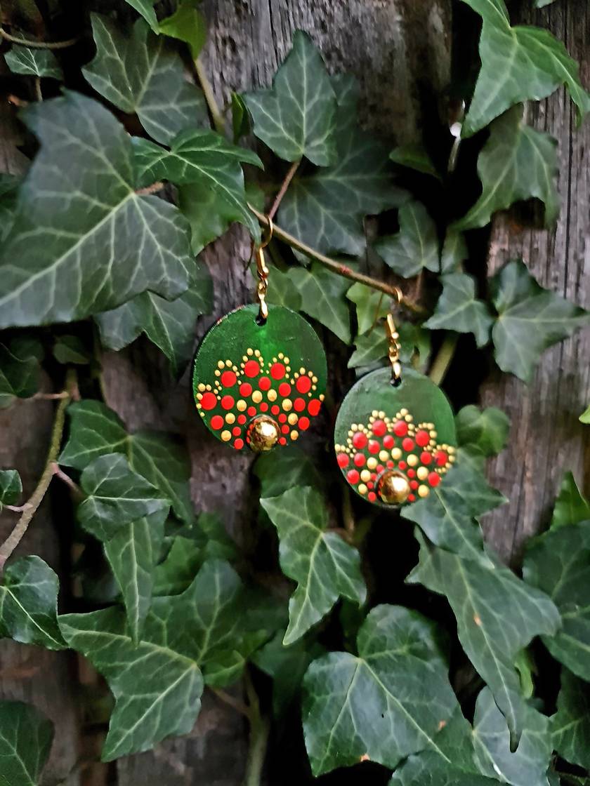 Handpainted Mandala Earrings