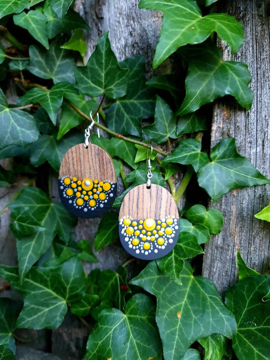 Handpainted Mandala Earrings