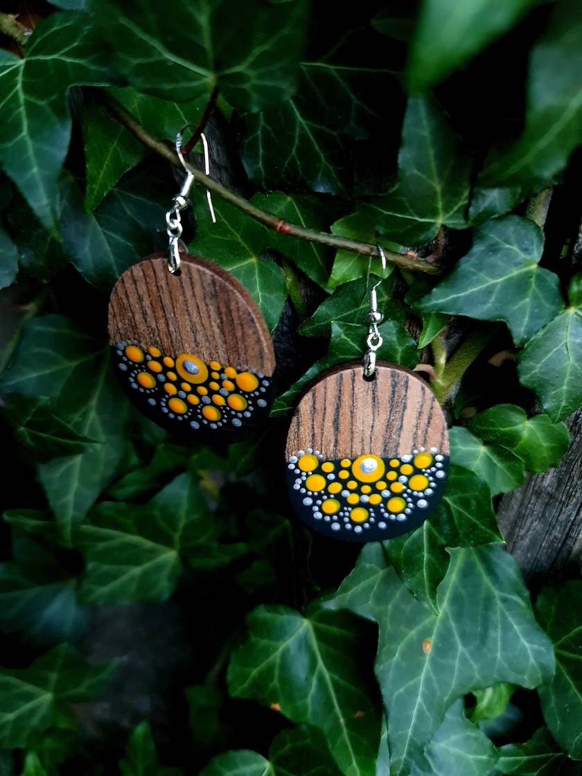 Handpainted Mandala Earrings