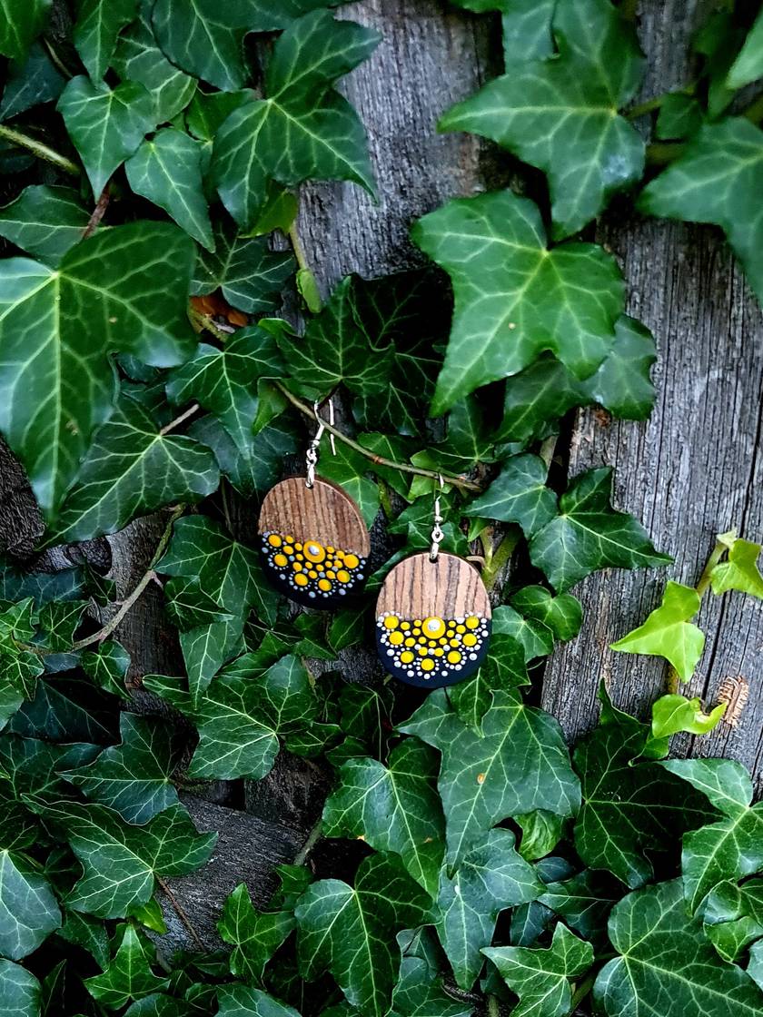 Handpainted Mandala Earrings