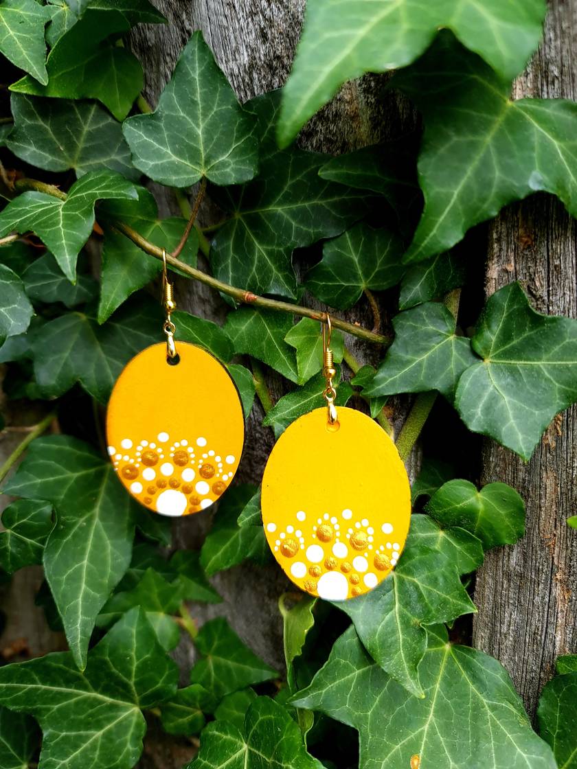 Handpainted Mandala Earrings