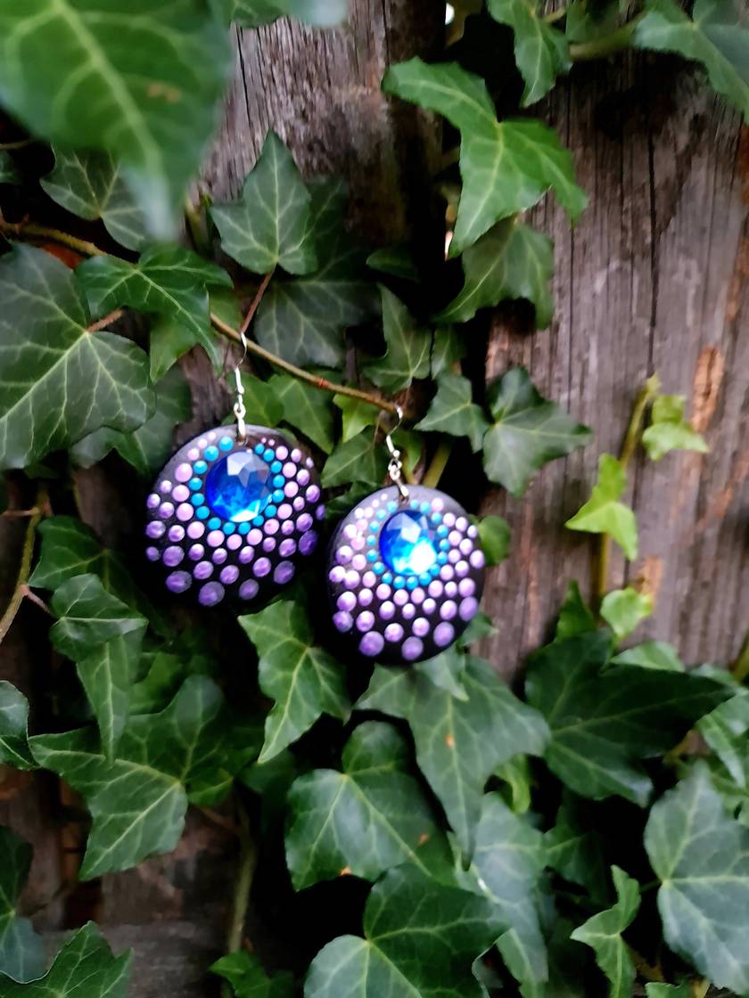 Handpainted Mandala Earrings