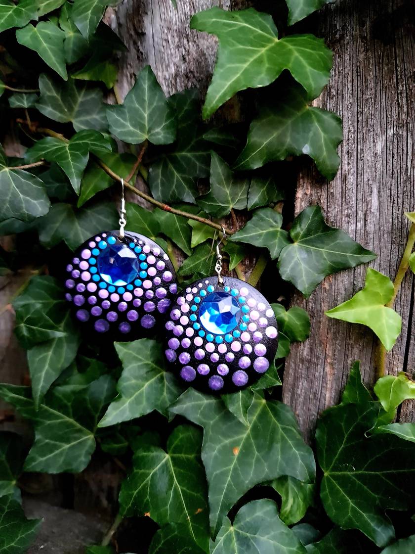 Handpainted Mandala Earrings