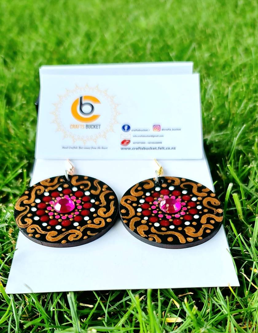 Handpainted Mandala Earrings