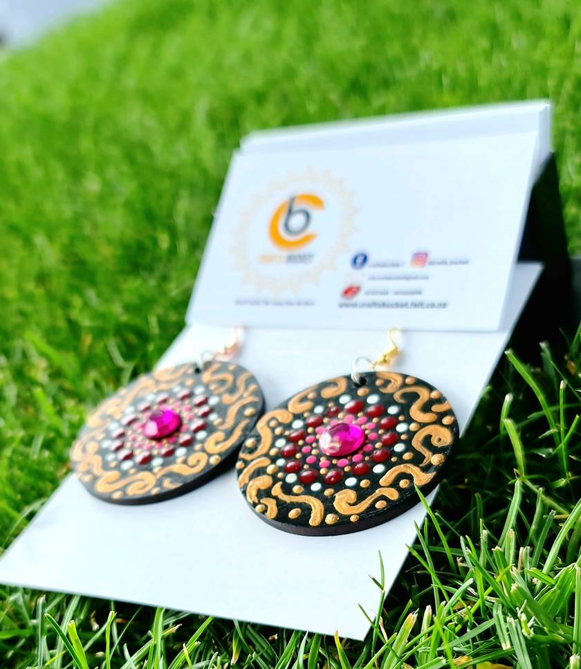 Handpainted Mandala Earrings