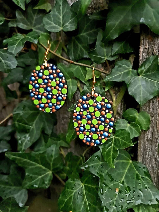 Handpainted Mandala Earrings