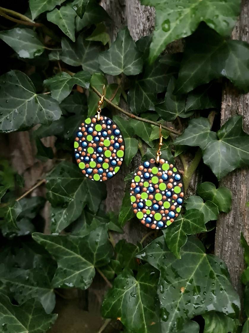 Handpainted Mandala Earrings