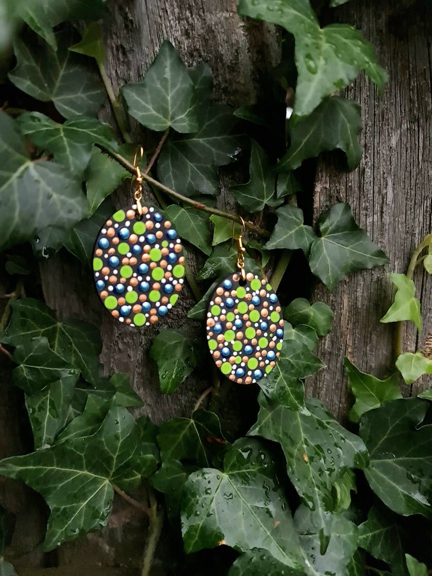 Handpainted Mandala Earrings