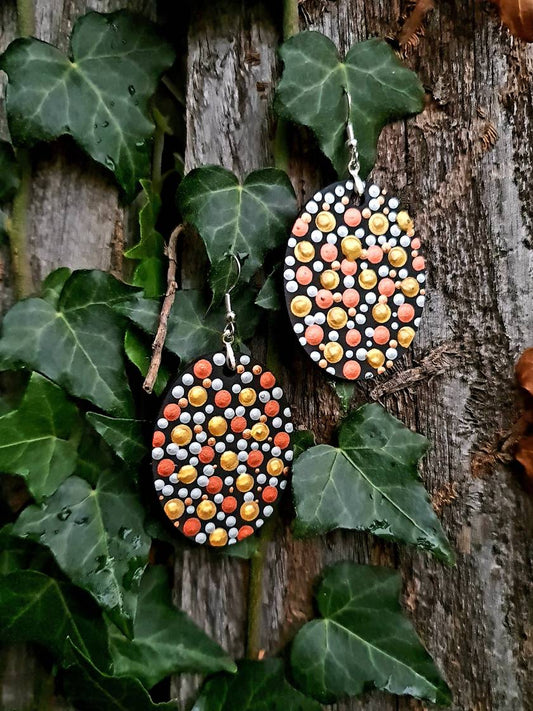 Handpainted Mandala Earrings