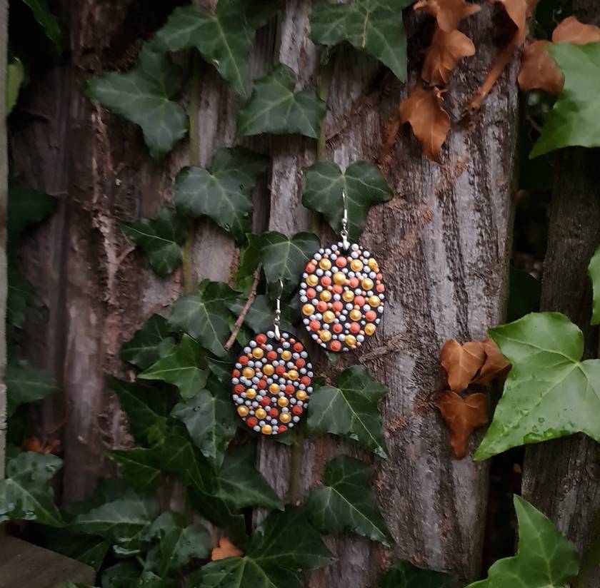 Handpainted Mandala Earrings