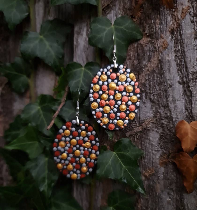 Handpainted Mandala Earrings