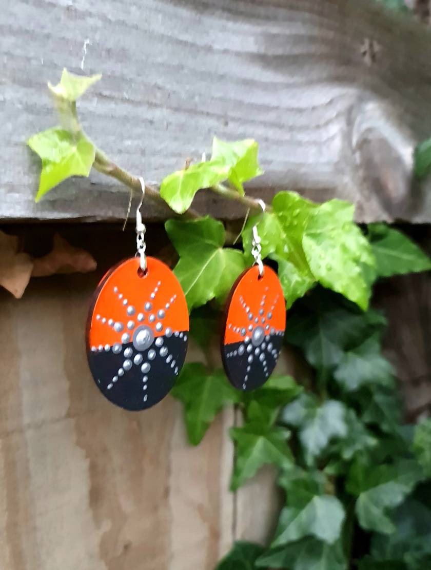 Handpainted Mandala Earrings