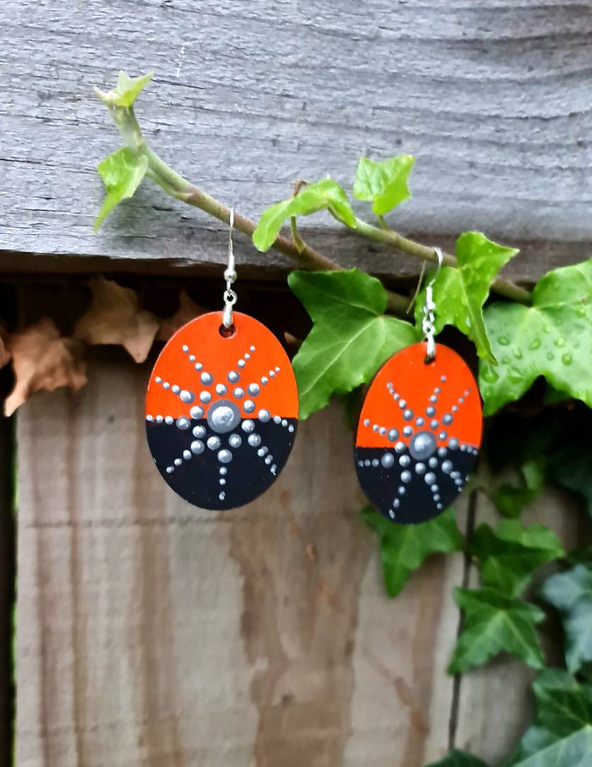 Handpainted Mandala Earrings