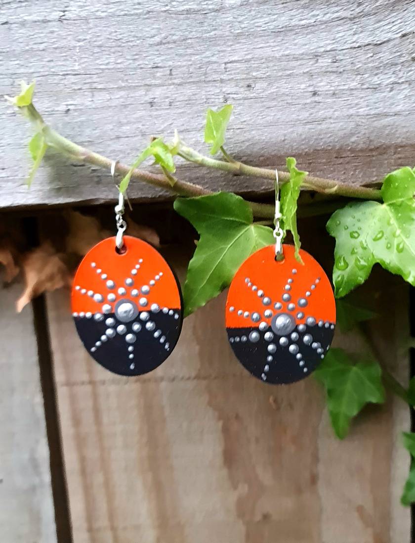 Handpainted Mandala Earrings