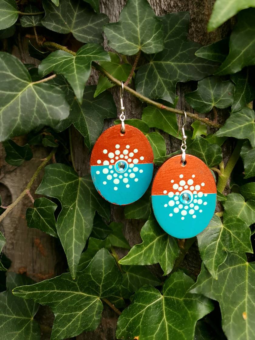 Handpainted Mandala Earrings