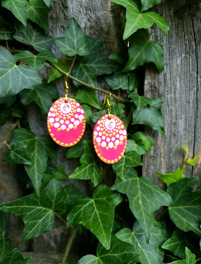 Handpainted Mandala Earrings