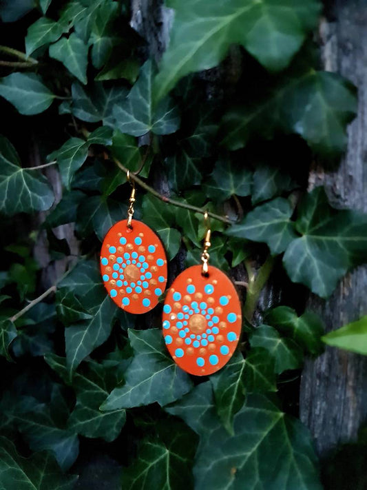 Handpainted Mandala Earrings