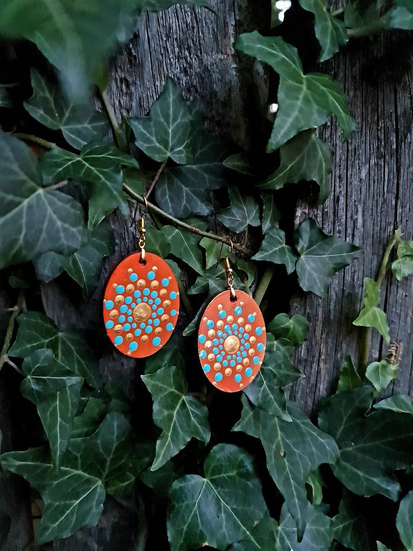 Handpainted Mandala Earrings