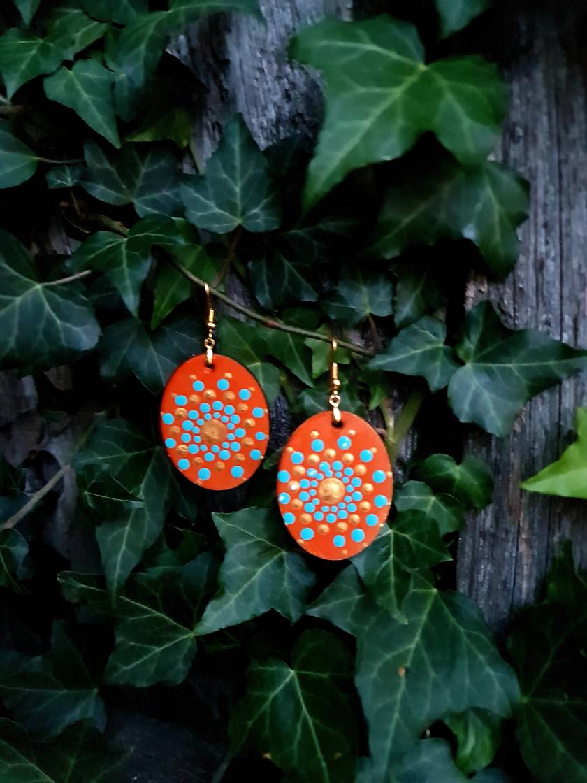 Handpainted Mandala Earrings