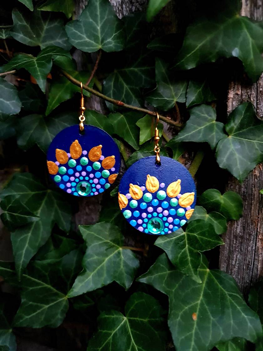 Handpainted Mandala Earrings