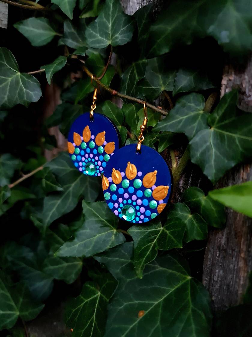 Handpainted Mandala Earrings