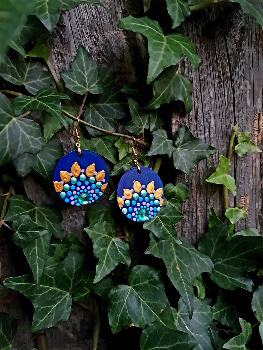 Handpainted Mandala Earrings