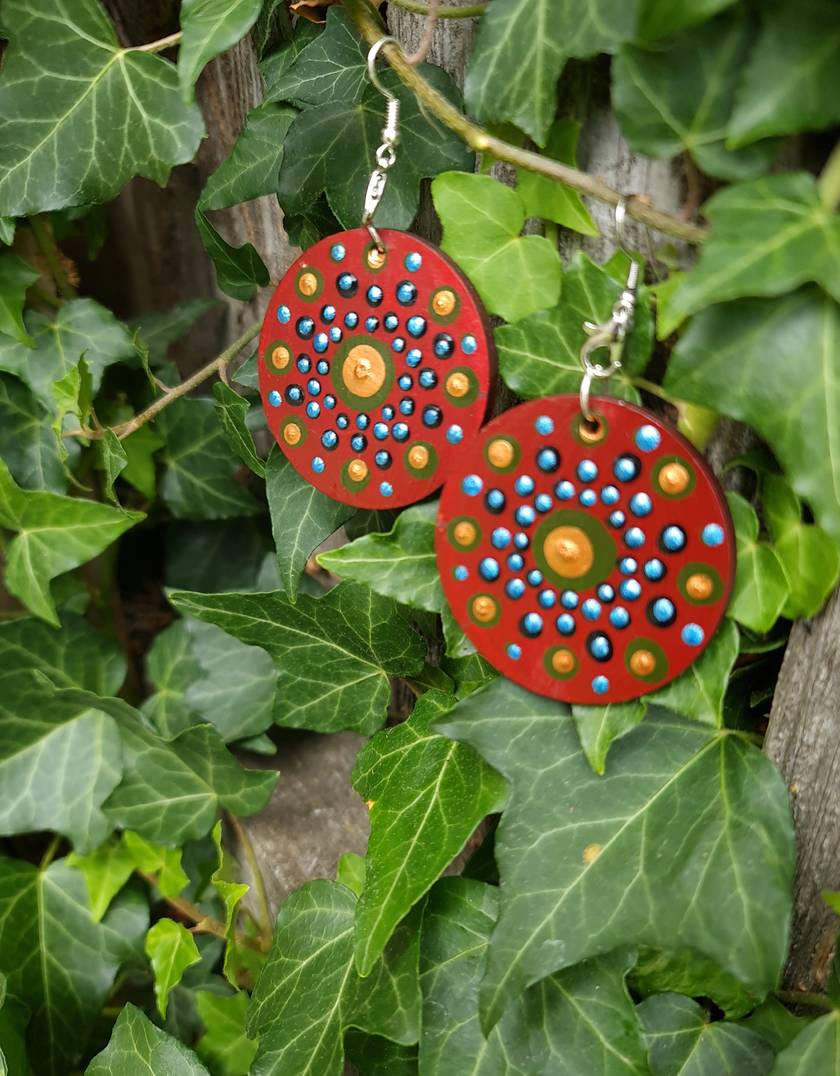 Hand Pinted mandala Earrings