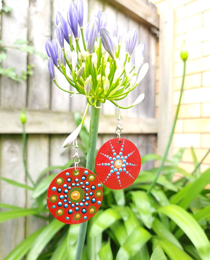 Hand Pinted mandala Earrings