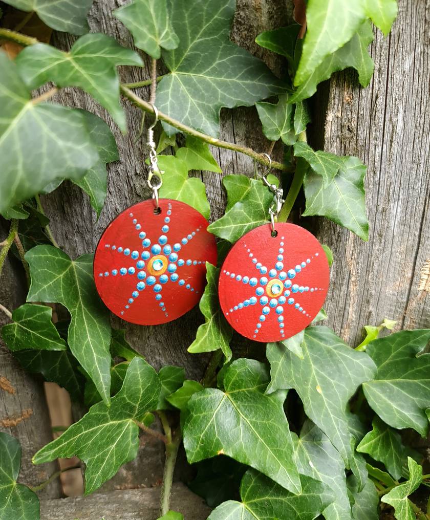 Hand Pinted mandala Earrings