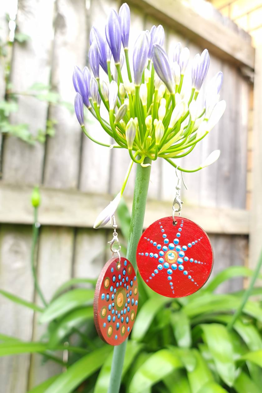 Hand Pinted mandala Earrings