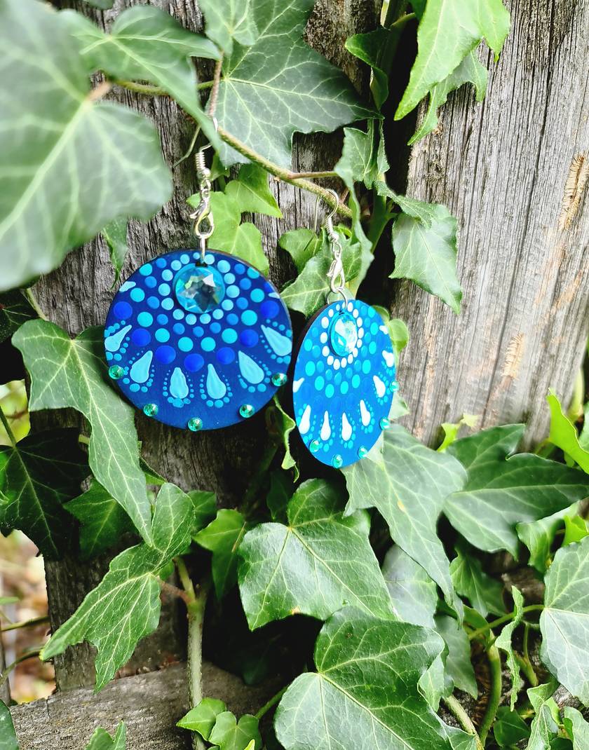 Handpainted Mandala Earrings