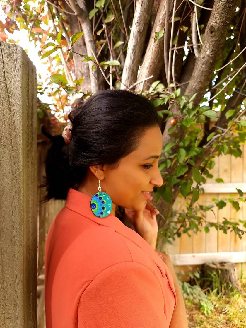 Handpainted Mandala Earrings