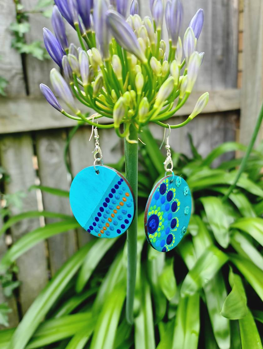 Handpainted Mandala Earrings