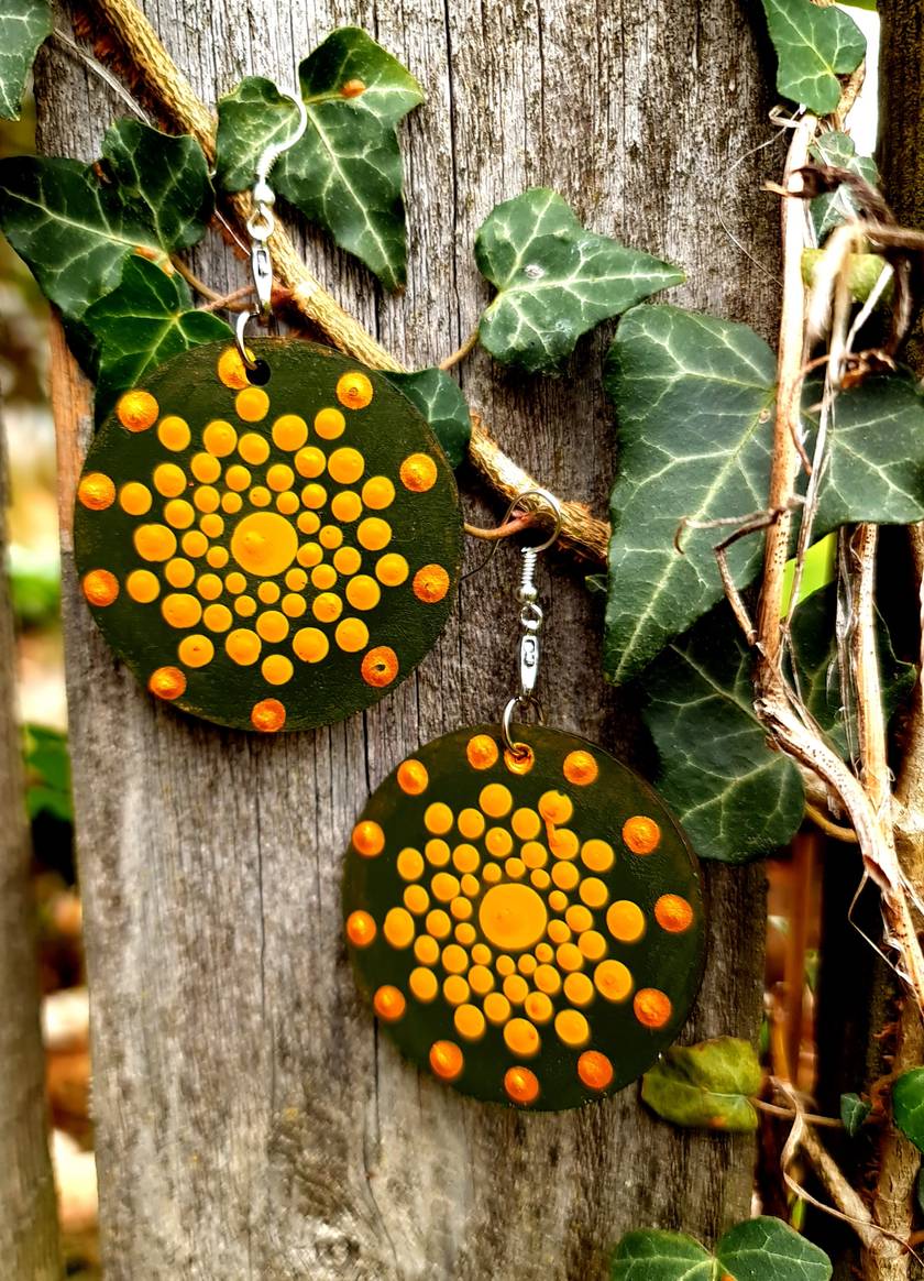 Handpainted Mandala Earrings