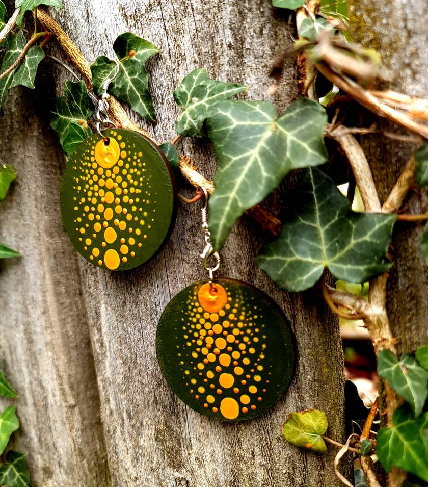 Handpainted Mandala Earrings