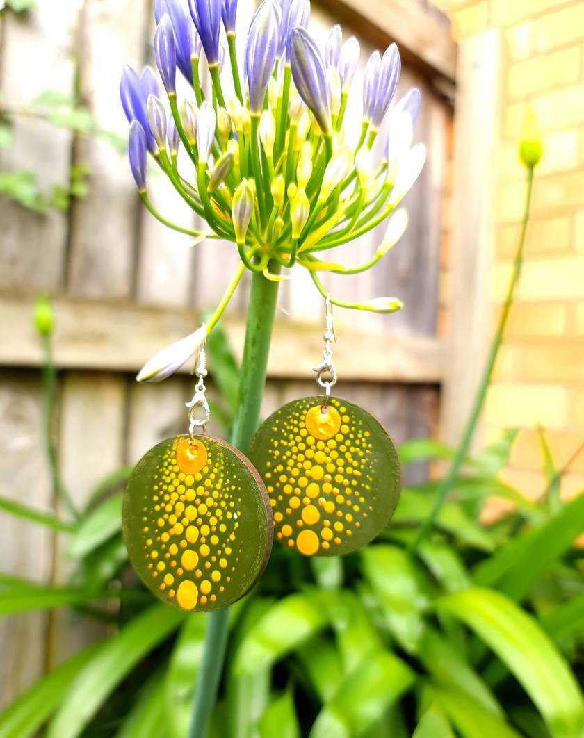 Handpainted Mandala Earrings